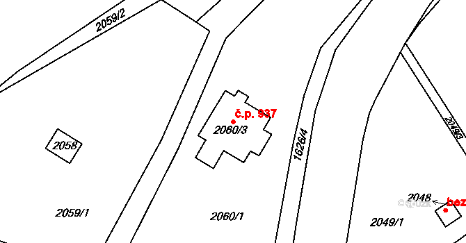 Libušín 937 na parcele st. 2060/3 v KÚ Libušín, Katastrální mapa
