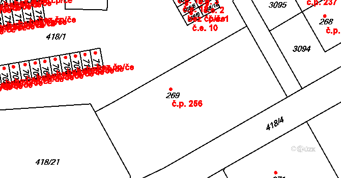 Velešín 256 na parcele st. 269 v KÚ Velešín, Katastrální mapa