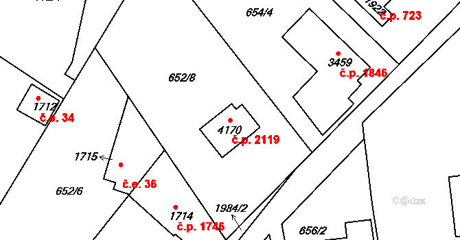Náchod 2119 na parcele st. 4170 v KÚ Náchod, Katastrální mapa
