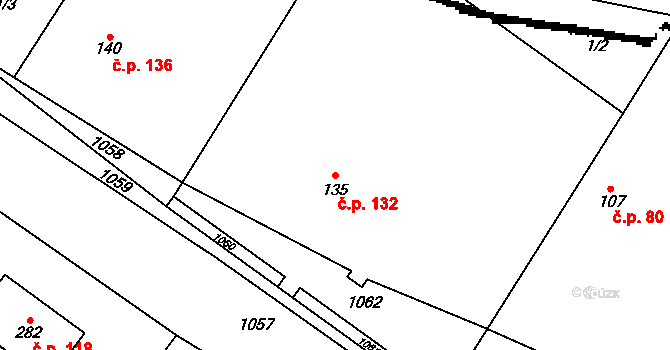 Libčeves 132 na parcele st. 135 v KÚ Libčeves, Katastrální mapa