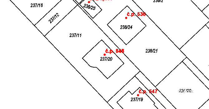 Bedihošť 548 na parcele st. 237/20 v KÚ Bedihošť, Katastrální mapa