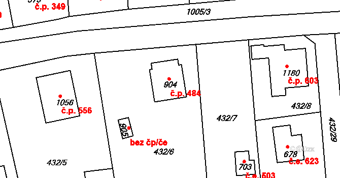 Šťáhlavy 484 na parcele st. 904 v KÚ Šťáhlavy, Katastrální mapa
