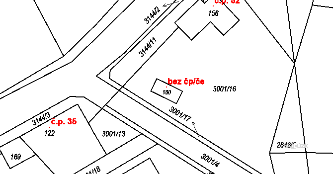 Hvozdec 98909959 na parcele st. 180 v KÚ Hvozdec u Lišova, Katastrální mapa