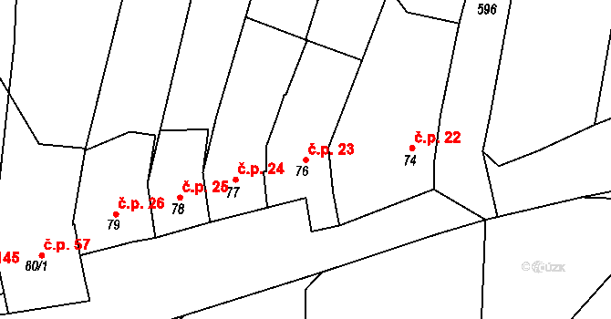 Tučapy 23, Holešov na parcele st. 76 v KÚ Tučapy u Holešova, Katastrální mapa