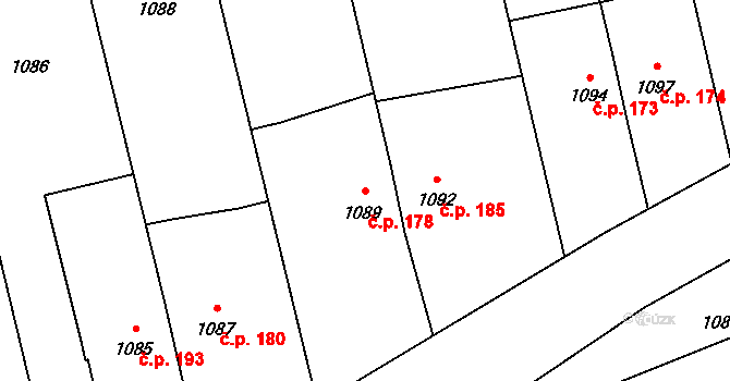 Přerov XII-Žeravice 178, Přerov na parcele st. 1089 v KÚ Žeravice, Katastrální mapa