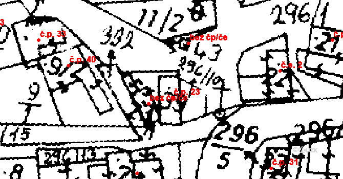 Čeradice 23, Klobuky na parcele st. 39 v KÚ Čeradice u Pálečku, Katastrální mapa