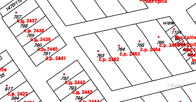 Nětčice 2462, Kyjov na parcele st. 763 v KÚ Nětčice u Kyjova, Katastrální mapa