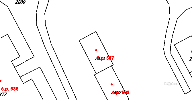 Mimoň I 567, Mimoň na parcele st. 2411 v KÚ Mimoň, Katastrální mapa