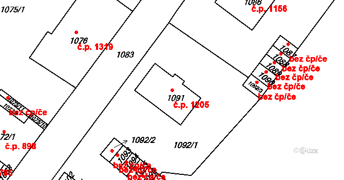 Duchcov 1205 na parcele st. 1091 v KÚ Duchcov, Katastrální mapa