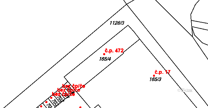 Náměšť nad Oslavou 472 na parcele st. 165/4 v KÚ Náměšť nad Oslavou, Katastrální mapa