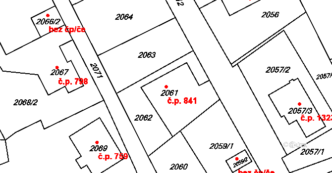 Smržovka 841 na parcele st. 2061 v KÚ Smržovka, Katastrální mapa