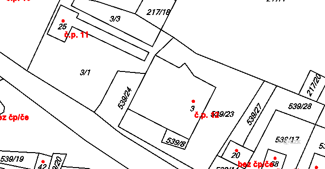 Lhota 12, Lhota-Vlasenice na parcele st. 3 v KÚ Lhota u Kamenice nad Lipou, Katastrální mapa