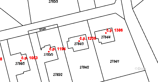 Frýdlant 1205, Frýdlant nad Ostravicí na parcele st. 2784/3 v KÚ Frýdlant nad Ostravicí, Katastrální mapa