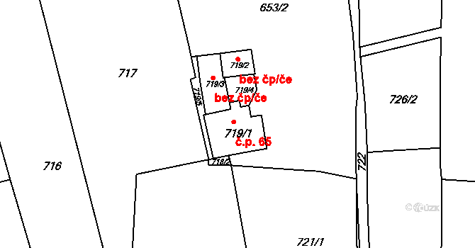 Sokolov 65 na parcele st. 719/1 v KÚ Sokolov, Katastrální mapa