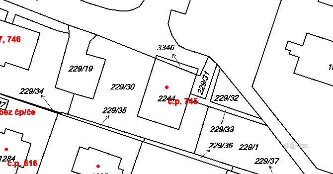 Úšovice 745, Mariánské Lázně na parcele st. 2244 v KÚ Úšovice, Katastrální mapa
