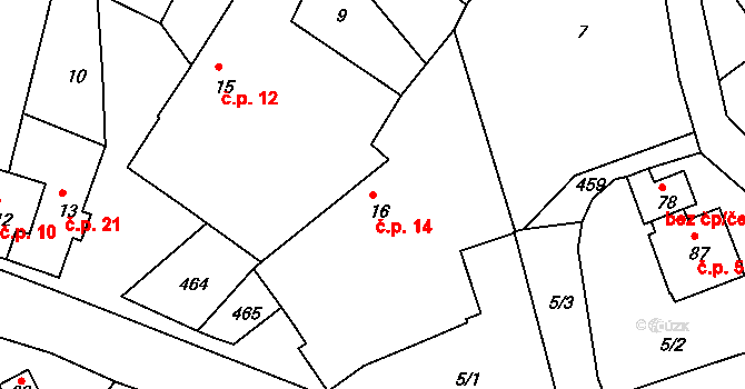 Palupín 14, Strmilov na parcele st. 16 v KÚ Palupín, Katastrální mapa