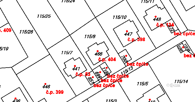 Poříčí 404, Trutnov na parcele st. 466 v KÚ Poříčí u Trutnova, Katastrální mapa