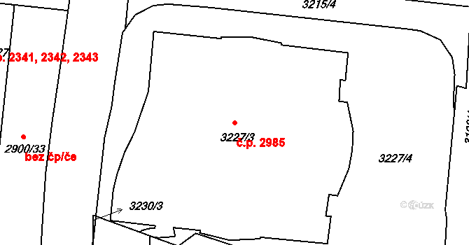 Česká Lípa 2985 na parcele st. 3227/3 v KÚ Česká Lípa, Katastrální mapa