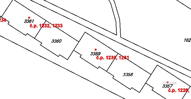 Bolevec 1230,1231, Plzeň na parcele st. 3359 v KÚ Bolevec, Katastrální mapa
