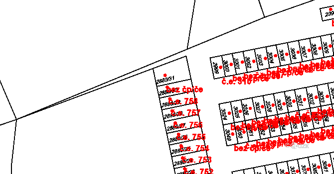 Lutyně 758, Orlová na parcele st. 2880/30 v KÚ Horní Lutyně, Katastrální mapa