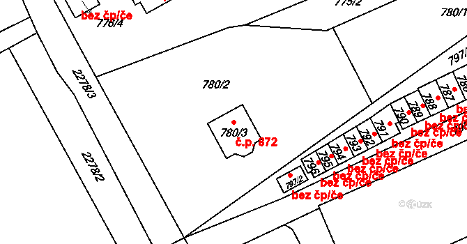 Butovice 872, Studénka na parcele st. 780/3 v KÚ Butovice, Katastrální mapa