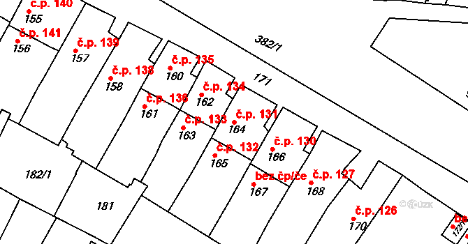 Jemnice 131 na parcele st. 164/1 v KÚ Jemnice, Katastrální mapa