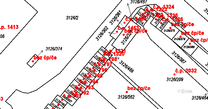Pelhřimov 1321 na parcele st. 3126/323 v KÚ Pelhřimov, Katastrální mapa