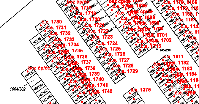 Teplické Předměstí 1725, Bílina na parcele st. 1671/12 v KÚ Bílina, Katastrální mapa
