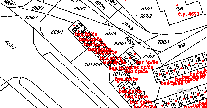 Mšeno nad Nisou 1339, Jablonec nad Nisou na parcele st. 689/3 v KÚ Mšeno nad Nisou, Katastrální mapa