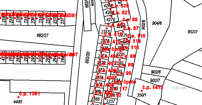 Kyjov 38733960 na parcele st. 2374 v KÚ Kyjov, Katastrální mapa