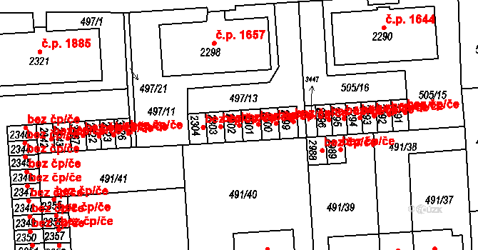Svitavy 40161960 na parcele st. 2302 v KÚ Svitavy-předměstí, Katastrální mapa