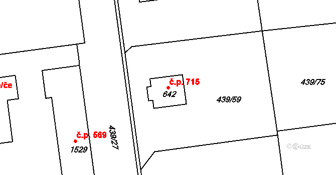 Otrokovice 715 na parcele st. 642 v KÚ Otrokovice, Katastrální mapa