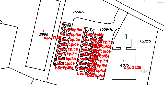 Písek 42273960 na parcele st. 6720 v KÚ Písek, Katastrální mapa