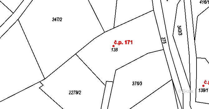 Klokočov 171, Vítkov na parcele st. 138 v KÚ Klokočov u Vítkova, Katastrální mapa