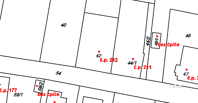 Malé Hoštice 212, Opava na parcele st. 42 v KÚ Malé Hoštice, Katastrální mapa