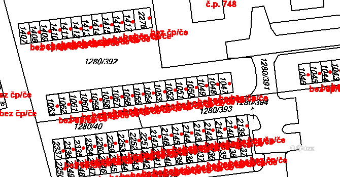 Dobřany 46219960 na parcele st. 1052 v KÚ Dobřany, Katastrální mapa