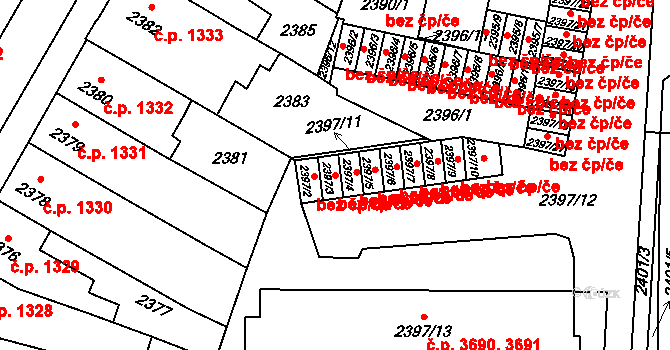 Prostějov 47672960 na parcele st. 2397/3 v KÚ Prostějov, Katastrální mapa