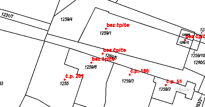 Želechovice nad Dřevnicí 47863960 na parcele st. 1259/5 v KÚ Želechovice nad Dřevnicí, Katastrální mapa