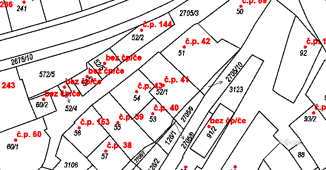 Zlechov 41 na parcele st. 52/1 v KÚ Zlechov, Katastrální mapa