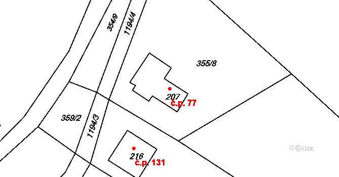 Horní Kamenice 77, Česká Kamenice na parcele st. 207 v KÚ Horní Kamenice, Katastrální mapa