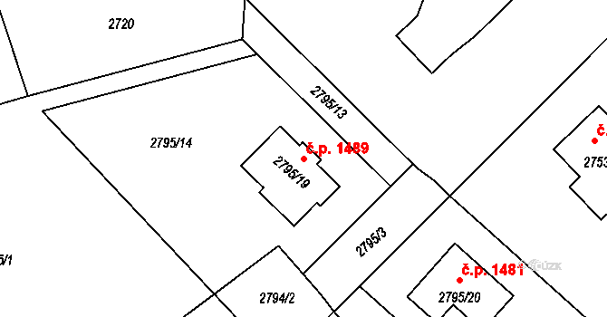 Horní Suchá 1489 na parcele st. 2795/19 v KÚ Horní Suchá, Katastrální mapa