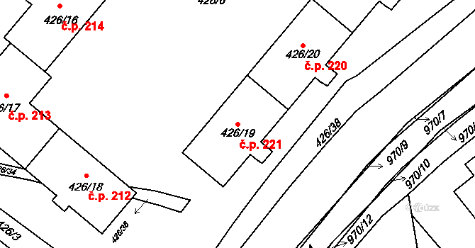 Loučka 221, Nový Jičín na parcele st. 426/19 v KÚ Loučka u Nového Jičína, Katastrální mapa