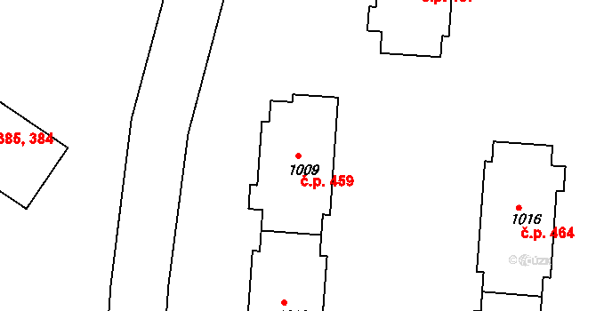 Velešín 459 na parcele st. 1009 v KÚ Velešín, Katastrální mapa