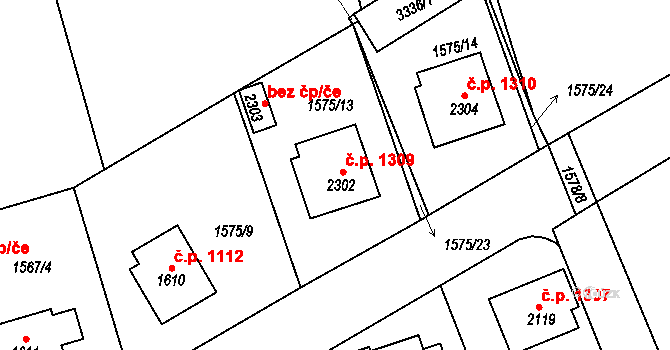 Humpolec 1309 na parcele st. 2302 v KÚ Humpolec, Katastrální mapa