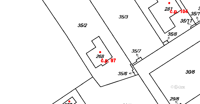 Počaply 97, Sezemice na parcele st. 268 v KÚ Počaply nad Loučnou, Katastrální mapa