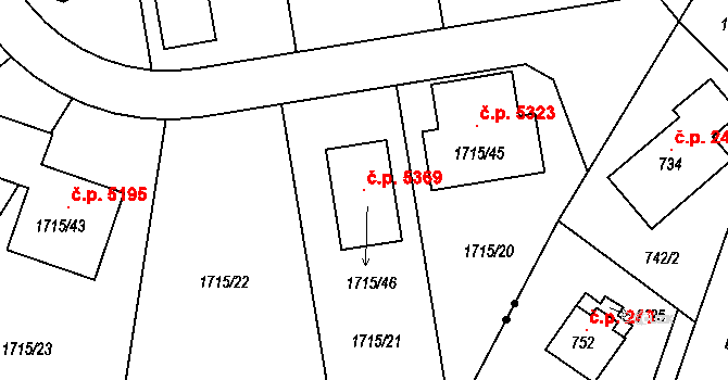 Mšeno nad Nisou 5369, Jablonec nad Nisou na parcele st. 1715/46 v KÚ Mšeno nad Nisou, Katastrální mapa