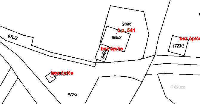 Valašské Meziříčí 100540961 na parcele st. 969/6 v KÚ Křivé, Katastrální mapa