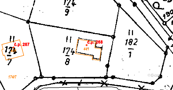 Pulečný 268 na parcele st. 441 v KÚ Pulečný, Katastrální mapa