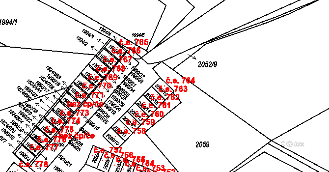 Mizerov 764, Karviná na parcele st. 2060/16 v KÚ Karviná-město, Katastrální mapa