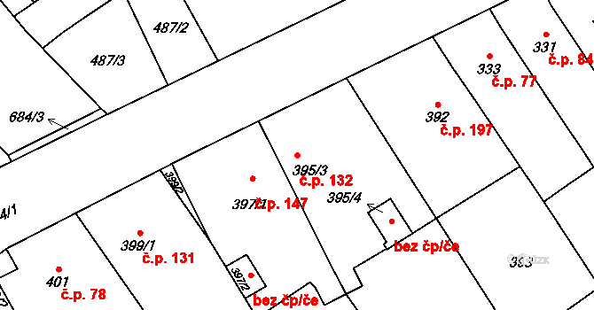Přerov IV-Kozlovice 132, Přerov na parcele st. 395/3 v KÚ Kozlovice u Přerova, Katastrální mapa